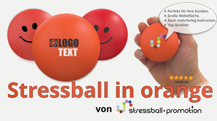 Stressball in orange bedrucken Werbeartikel Antistress