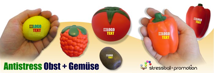 Bild Antistress Artikel aus Schaumstoff Früchte und Gemüse